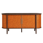 Coralie Curved Vegan Leather Oval Sideboard