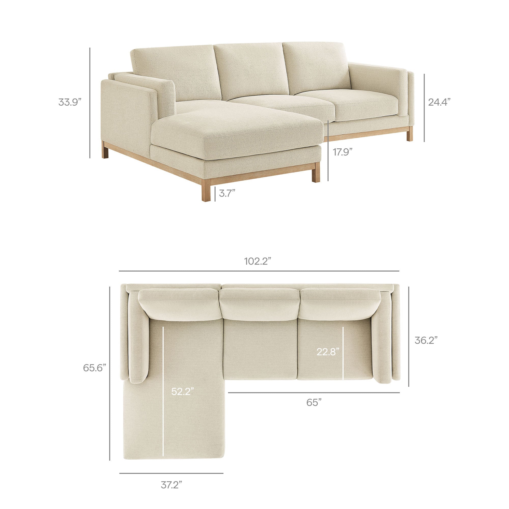 Roscoe Left-Facing Vegan Leather Sectional Sofa with Chaise