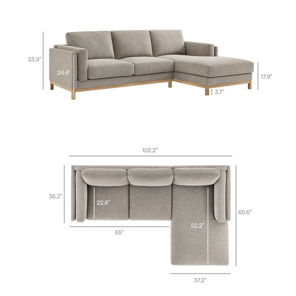 Roscoe Right-Facing Fabric Sectional Sofa with Chaise