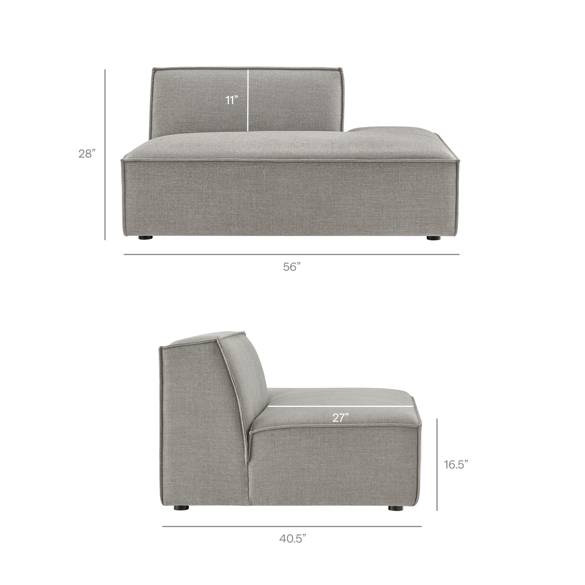 Restore Performance Fabric Upholstered Right-Facing Armless Modular Chaise