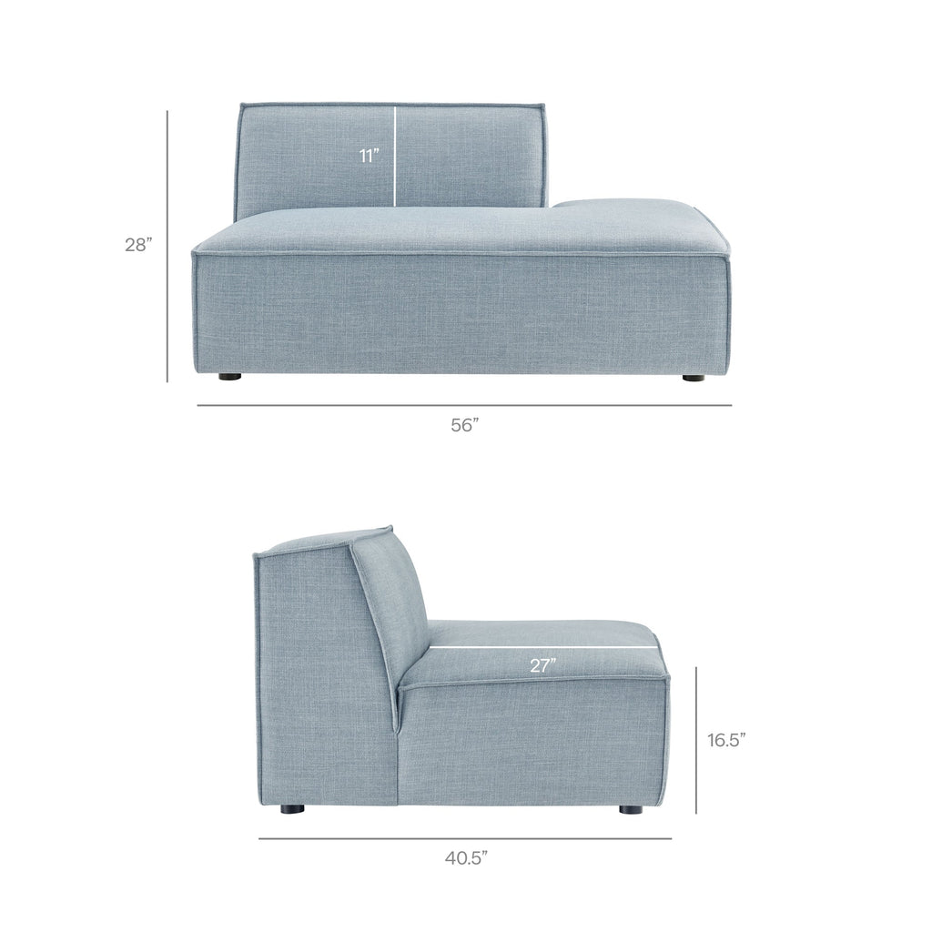 Restore Performance Fabric Upholstered Right-Facing Armless Modular Chaise