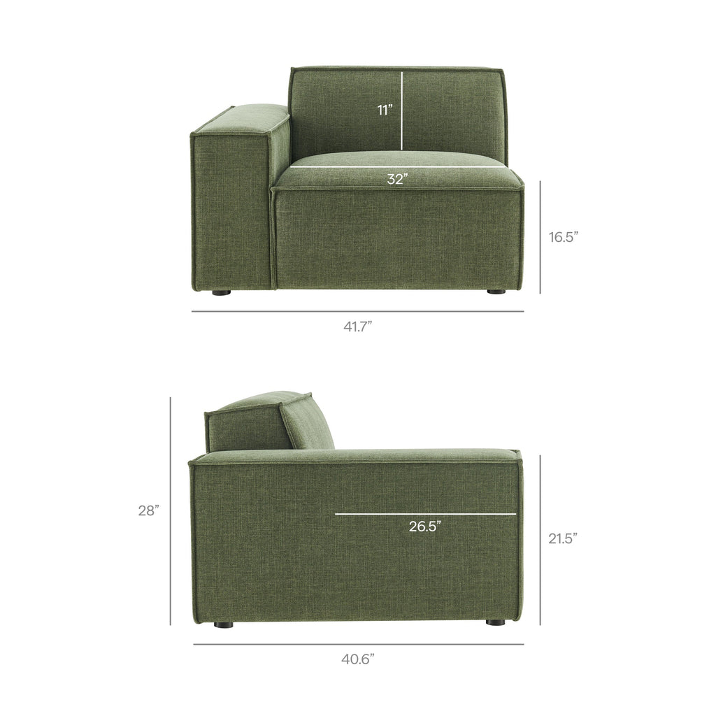 Restore Performance Fabric Upholstered Left-Facing Modular Lounge Chair