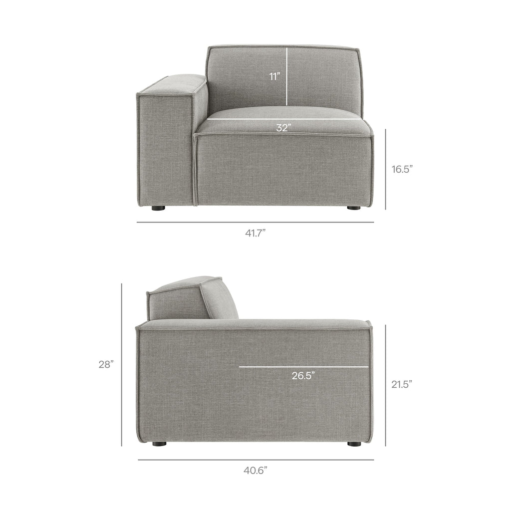 Restore Performance Fabric Upholstered Left-Facing Modular Lounge Chair