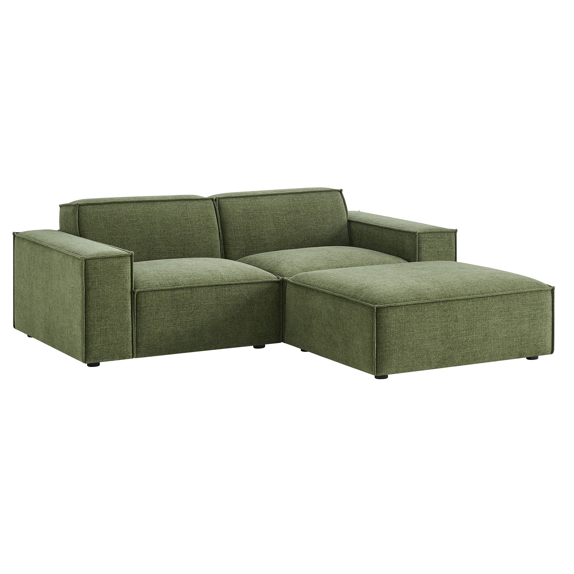 Restore 3-Piece Performance Fabric Upholstered Modular Loveseat with Ottoman - EEI-7405-FOL