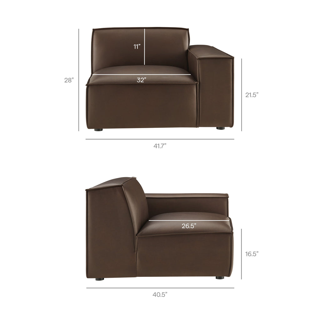Restore 3-Piece Vegan Leather Modular Loveseat with Ottoman