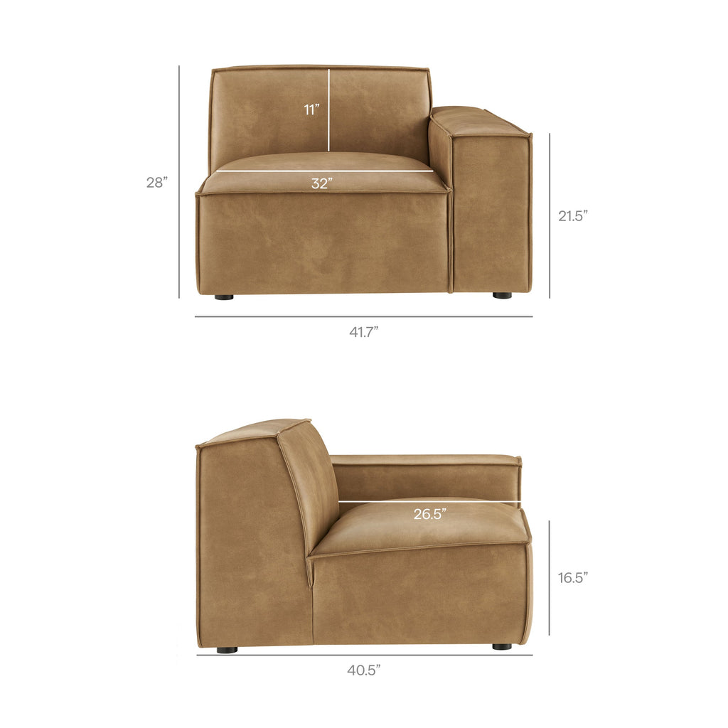 Restore 3-Piece Vegan Leather Modular Loveseat with Ottoman