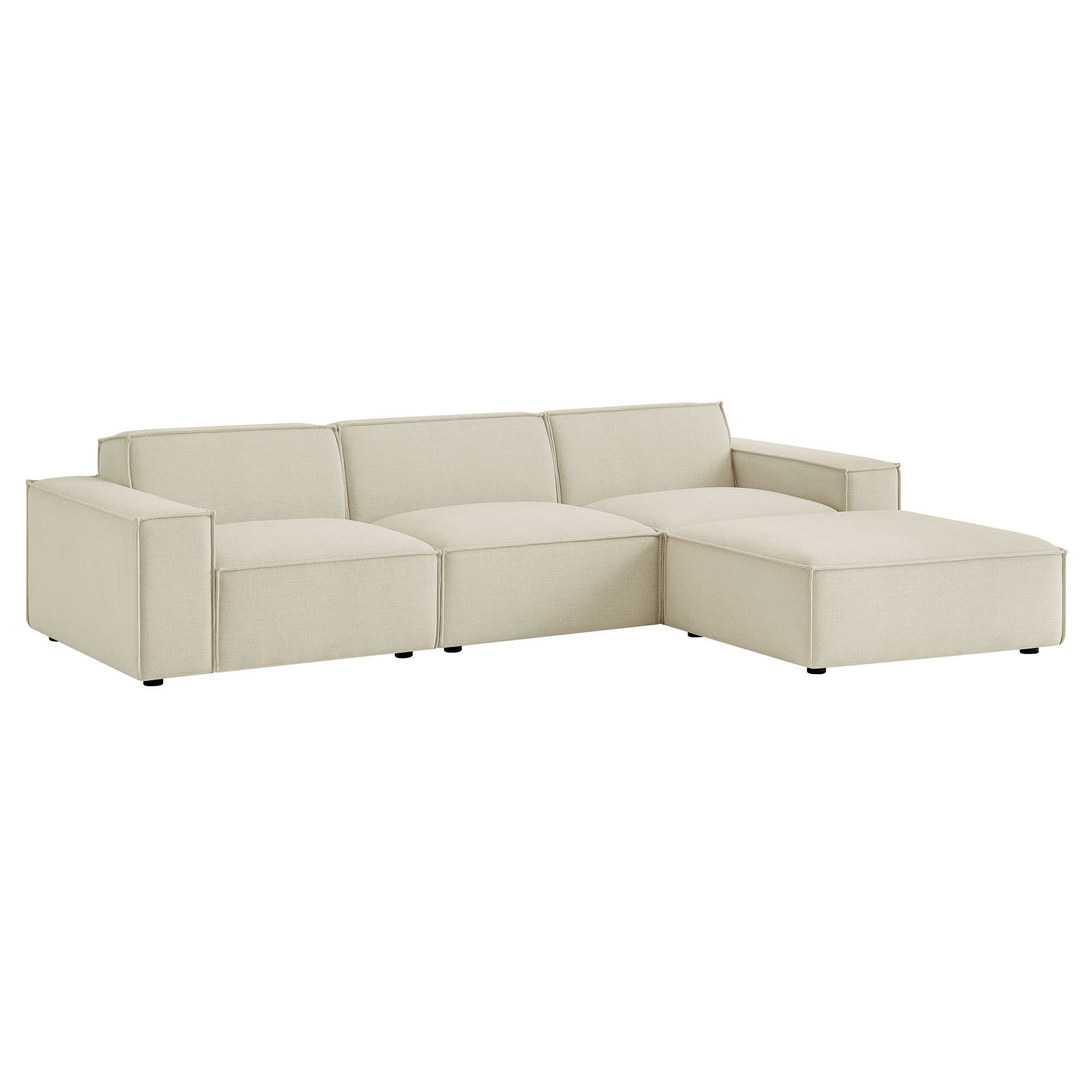 Restore 4-Piece Performance Fabric Upholstered Modular Sofa Set with Ottoman - EEI-7409-ECR