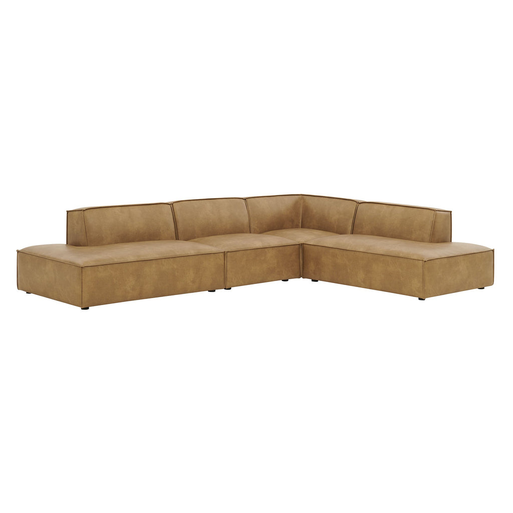 Restore 4-Piece Vegan Leather Modular L-Shaped Armless Sectional Sofa
