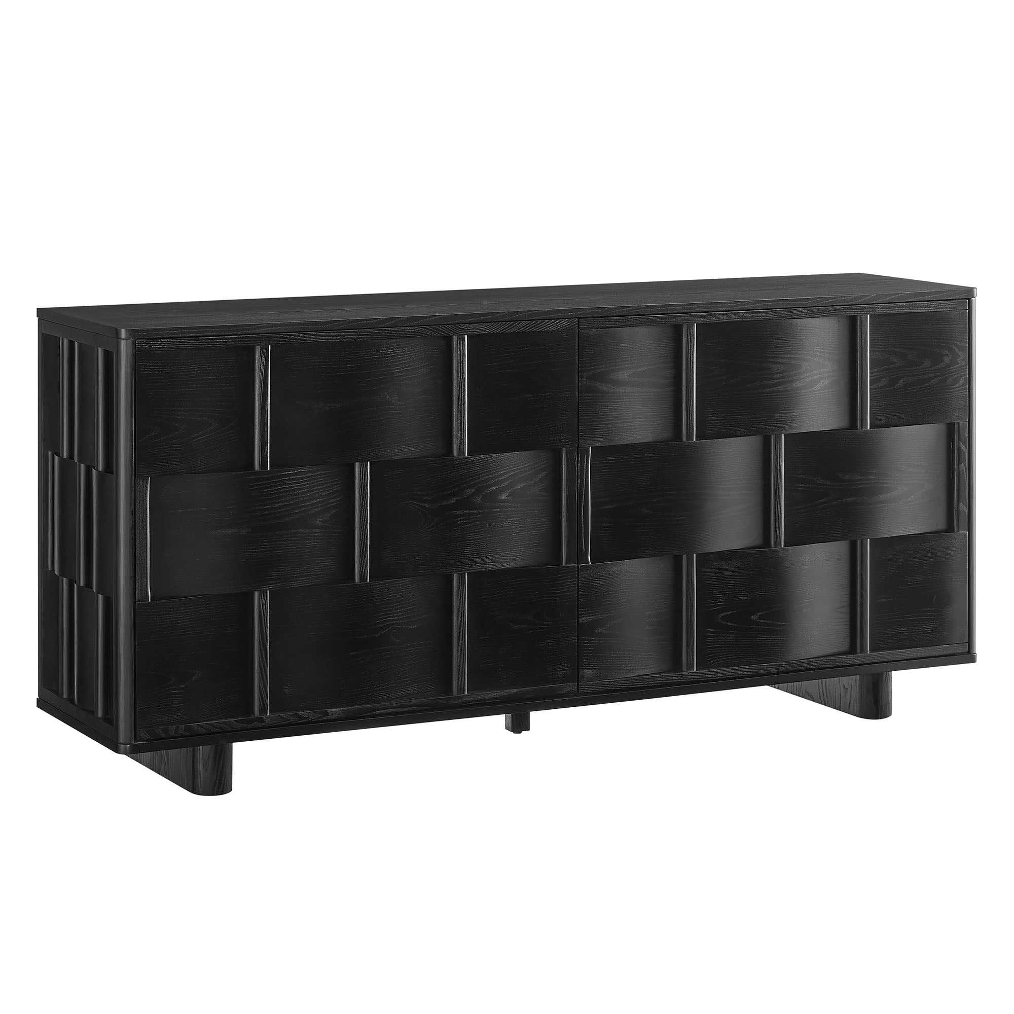 Foundry 71" Woven Design Buffet Storage Cabinet - EEI-7452-BLK