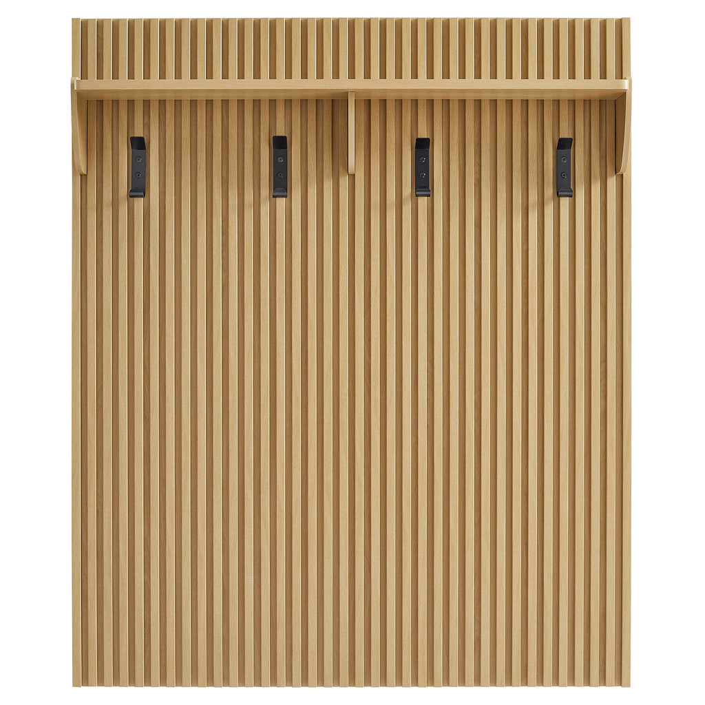 Render Fluted Coat Rack Panel With Shelf