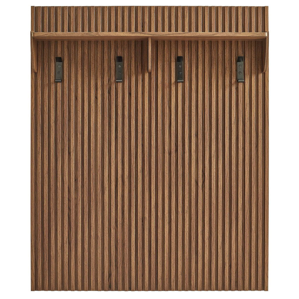 Render Fluted Coat Rack Panel With Shelf