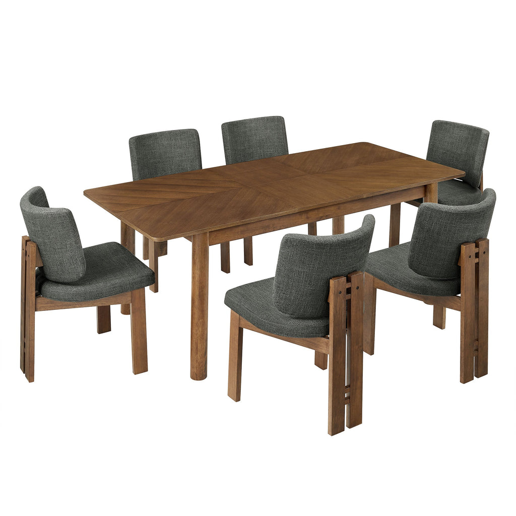 Alba 7-Piece Dining Set - EEI-7483-WAL-CHA