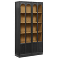 Anwen Solid Wood and Glass Display Cabinet - EEI-7484-BLK-OAK
