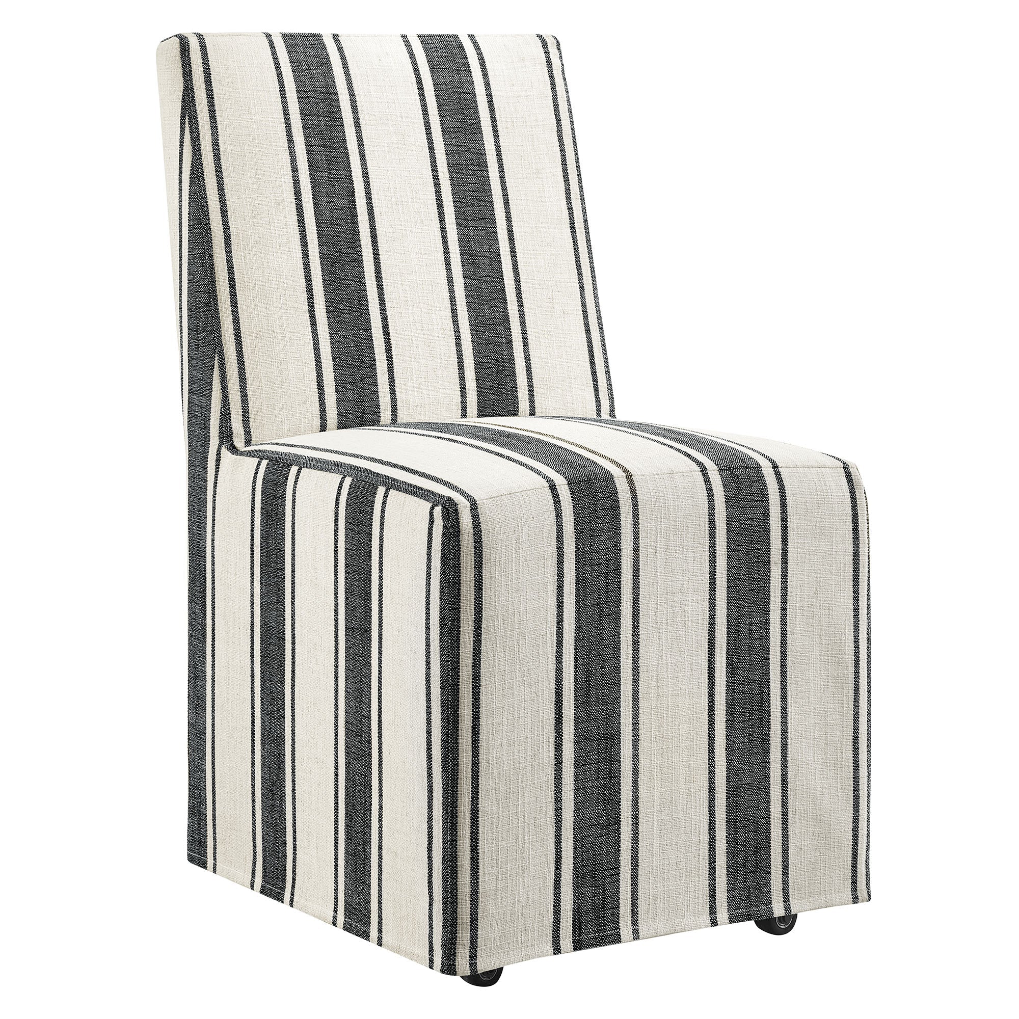 Tessera Striped Slipcovered Dining Side Chair - EEI-7486-BLK