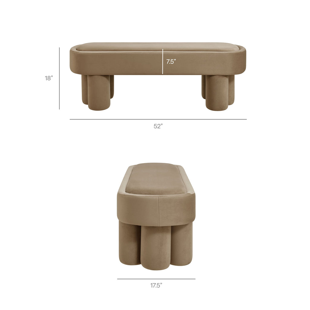 Mossi Oval Performance Velvet Accent Bench