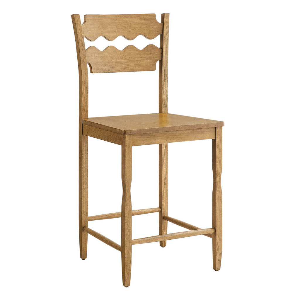 Jax Oak Wood Counter Stool With Wavy Razor Back - EEI-7505-WOA