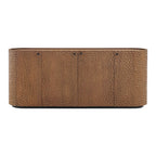 Aven 71.5 Inch Oval Chiseled Wood Sideboard Buffet Cabinet with Hammered Effect