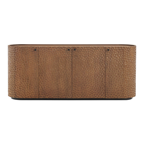 Aven 71.5 Inch Oval Chiseled Wood Sideboard Buffet Cabinet with Hammered Effect