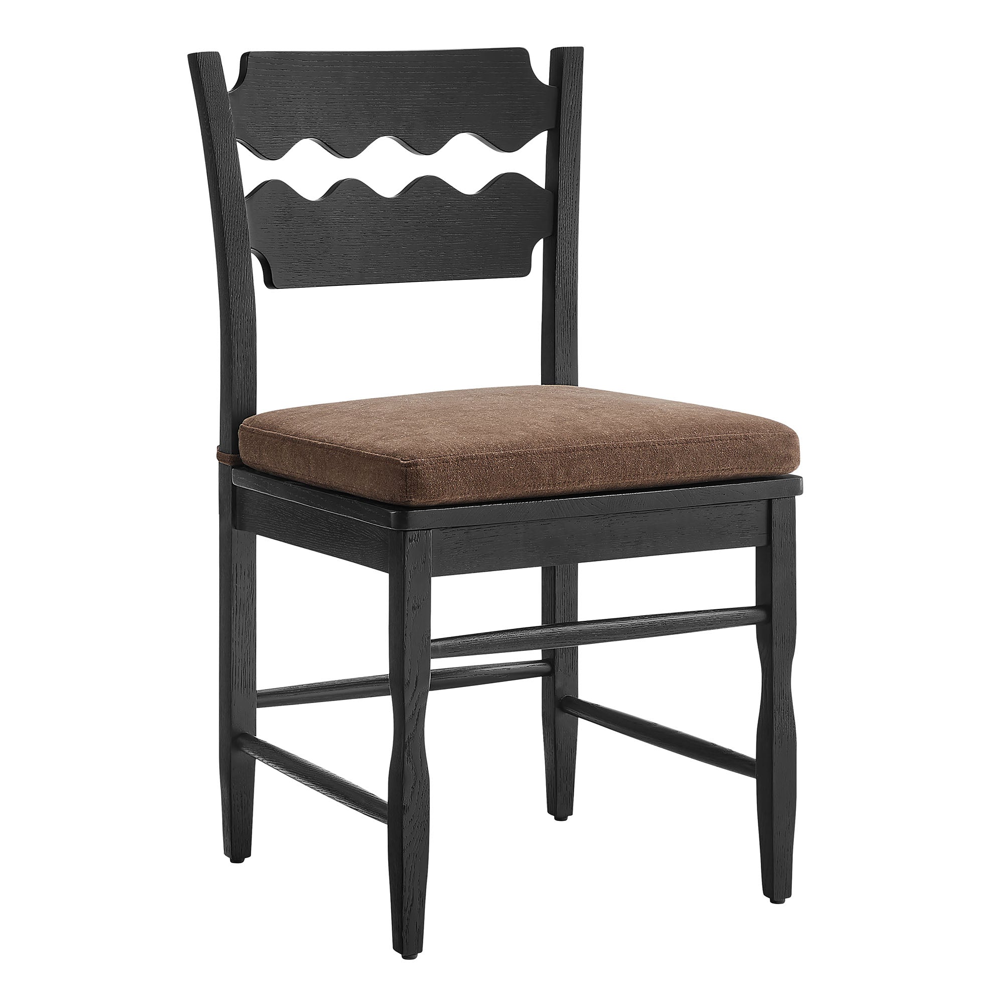 Jax Oak Wood Dining Chair With Wavy Razor Back and Cushion - EEI-7517-BLK-COA