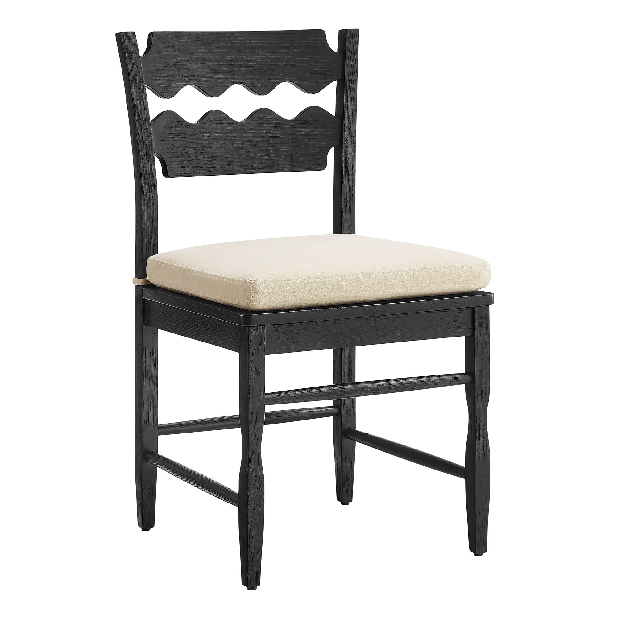 Jax Oak Wood Dining Chair With Wavy Razor Back and Cushion - EEI-7517-BLK-LIN