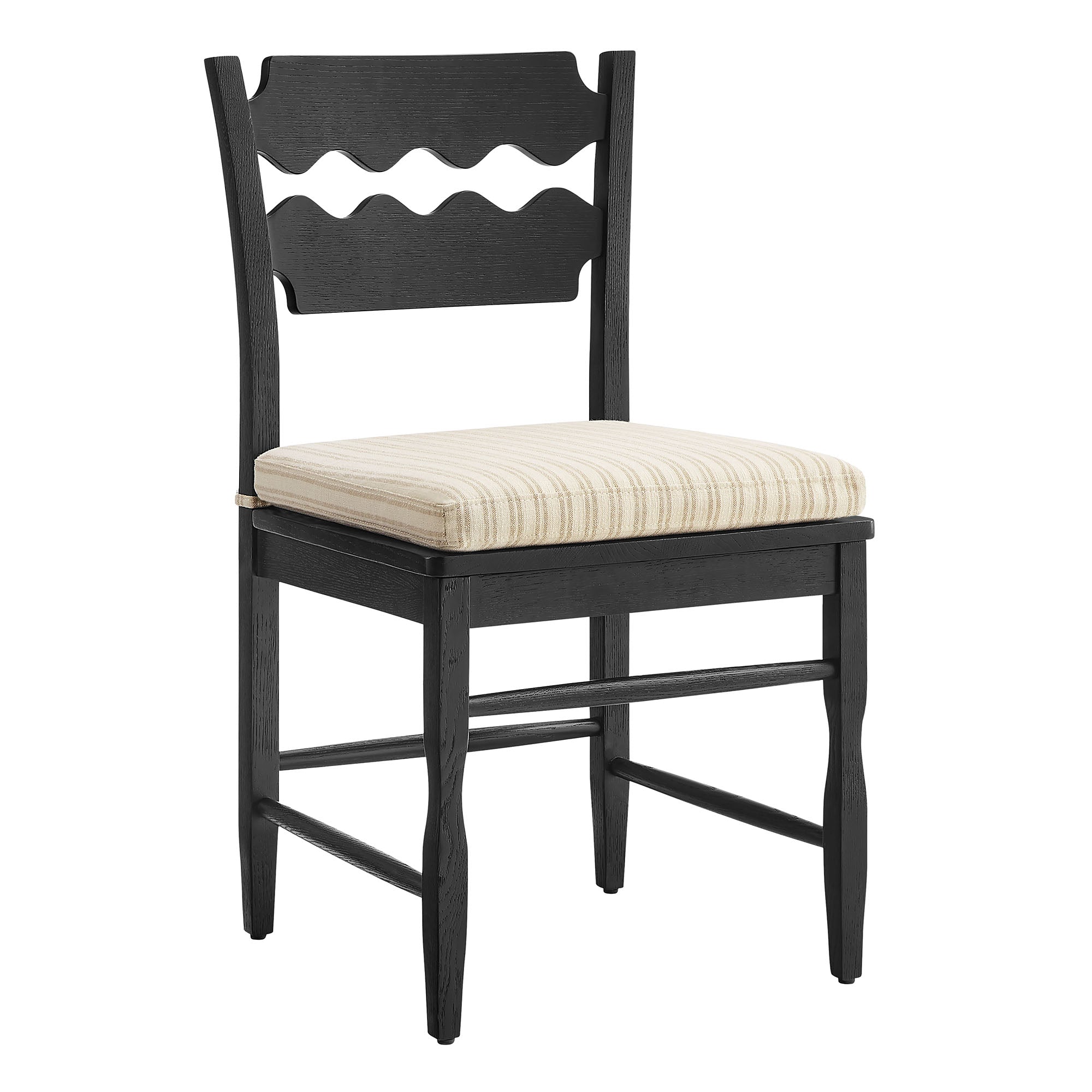 Jax Oak Wood Dining Chair With Wavy Razor Back and Cushion - EEI-7517-BLK-OAS