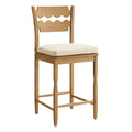 Jax Oak Wood Counter Stool With Wavy Razor Back and Cushion - EEI-7518-WOA-LIN