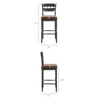 Jax Oak Wood Bar Stool With Wavy Razor Back and Cushion