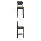 Jax Oak Wood Bar Stool With Wavy Razor Back and Cushion