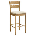 Jax Oak Wood Bar Stool With Wavy Razor Back and Cushion - EEI-7519-WOA-LIN