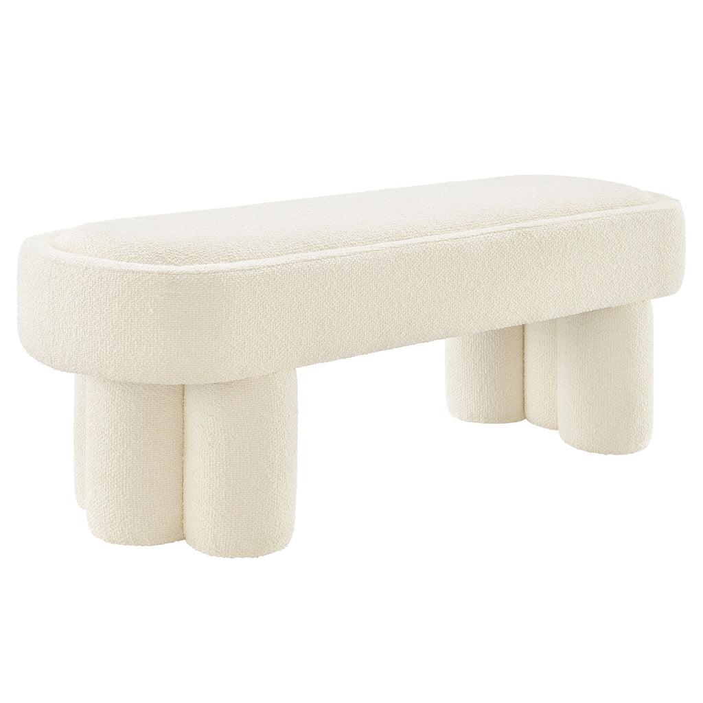 Mossi 52-Inch Oval Boucle Fabric Bench