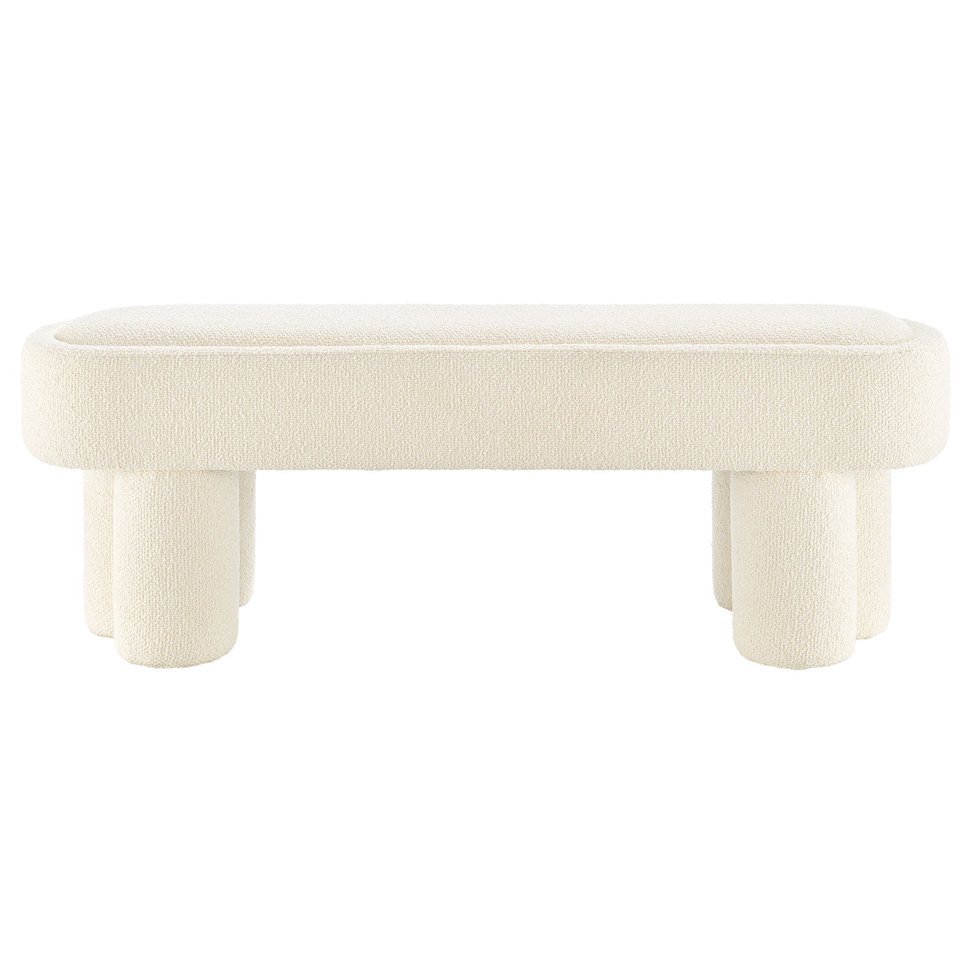 Mossi 52-Inch Oval Boucle Fabric Bench