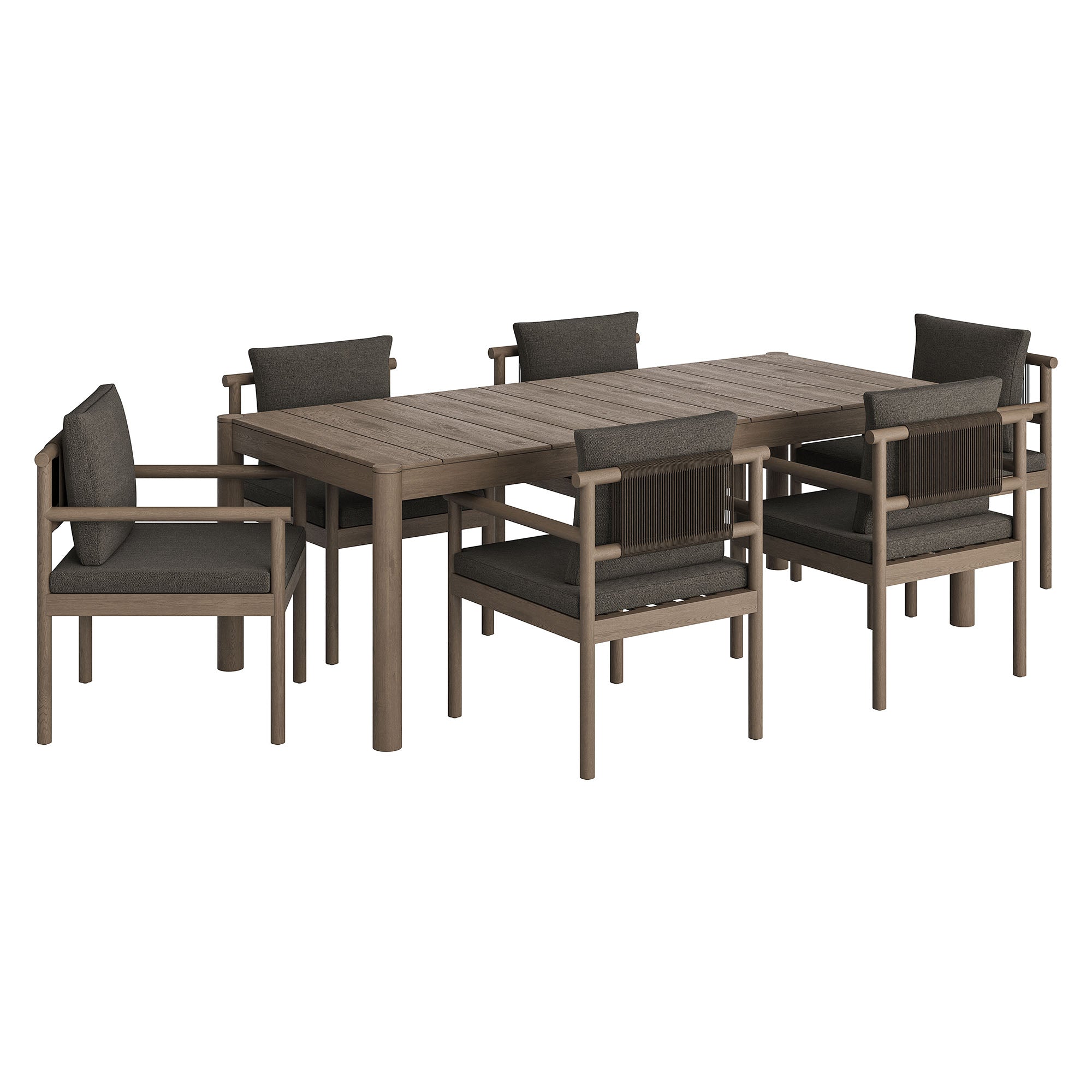 Eleni 7 Piece Outdoor Patio Teak Wood Dining Set - EEI-7563-WGR-FLI