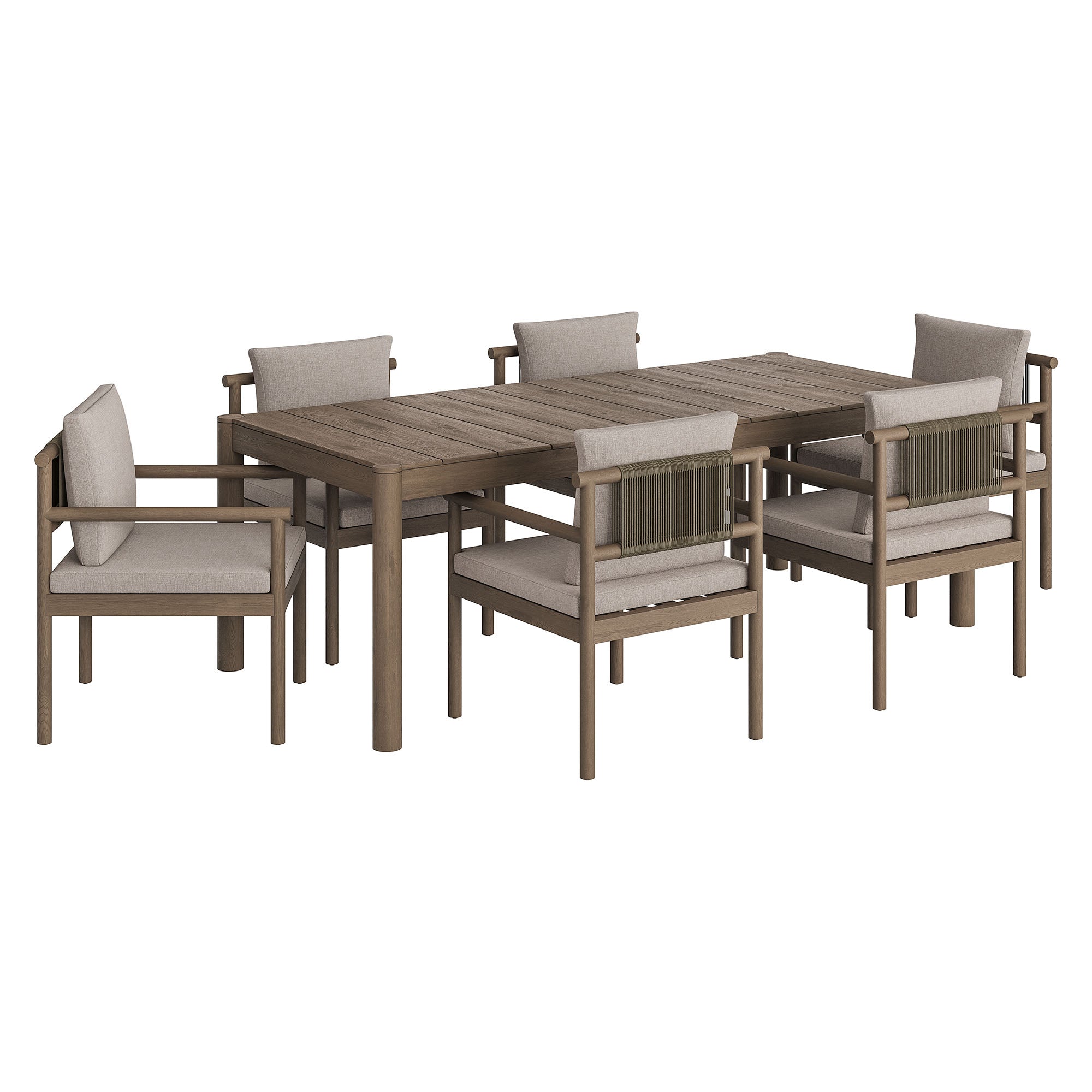 Eleni 7 Piece Outdoor Patio Teak Wood Dining Set - EEI-7563-WGR-PEB