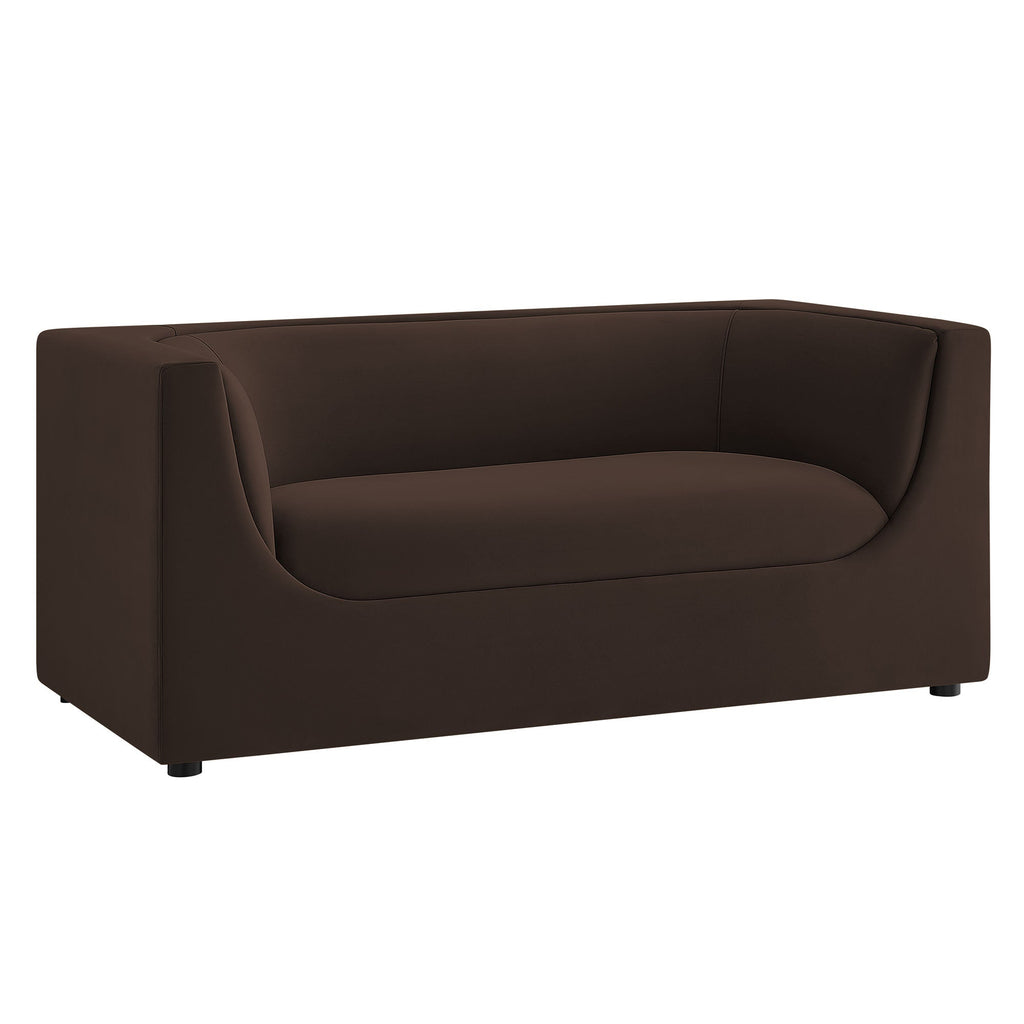 Hilda 67" Curved Back Performance Velvet Loveseat - EEI-7565-CHB