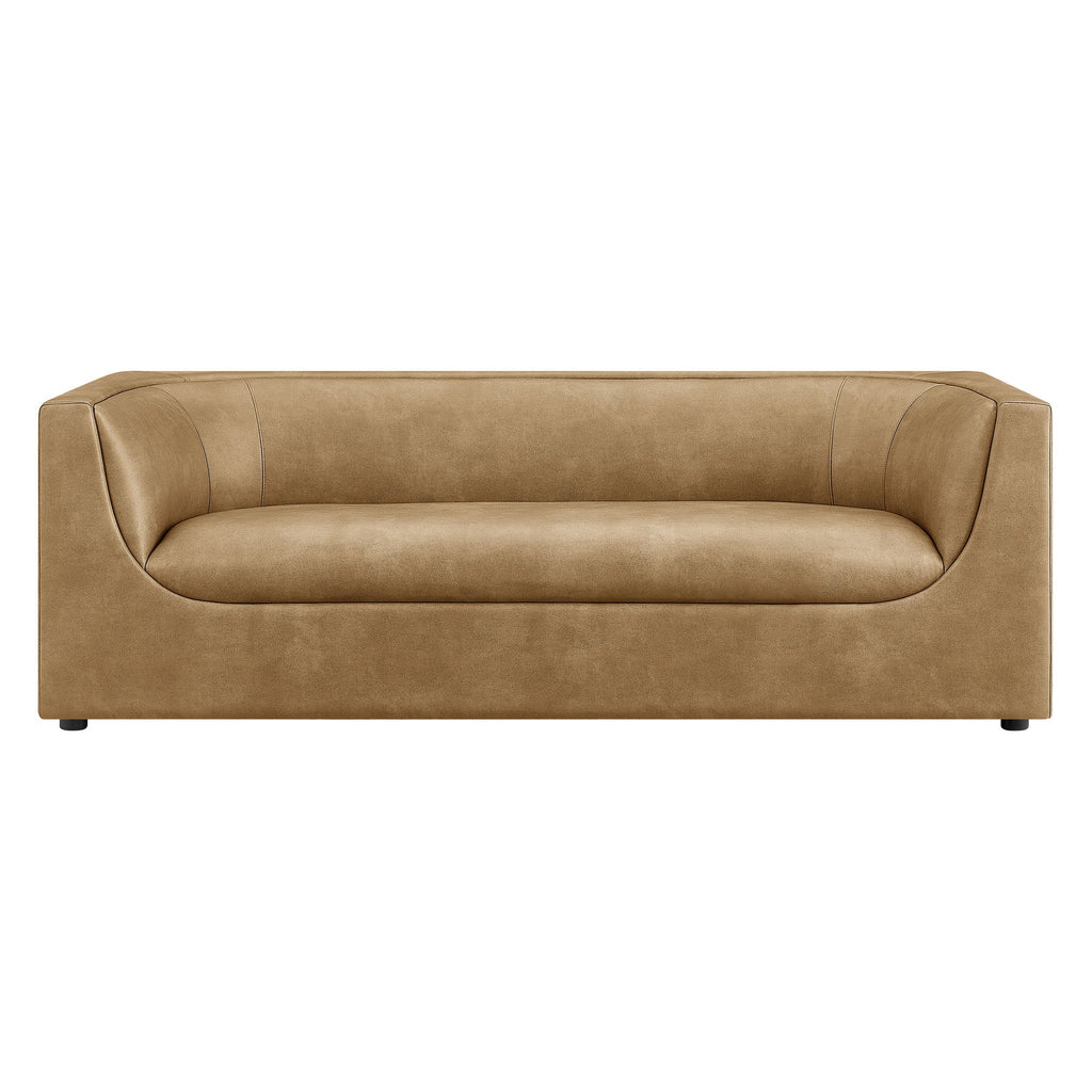 Hilda 86" Curved Back Vegan Leather Sofa