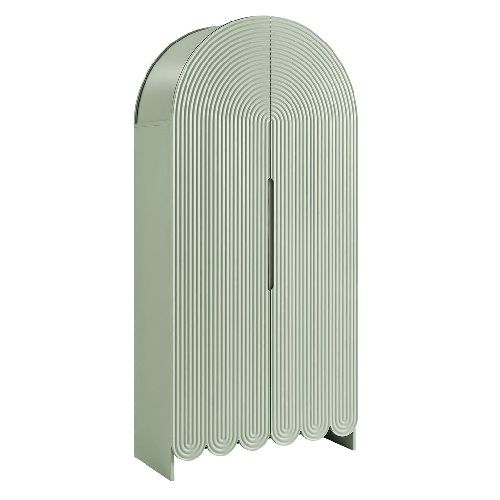 Dahlia 78 Inch Fluted and Scalloped Arched Storage Cabinet - EEI-7570-SGE