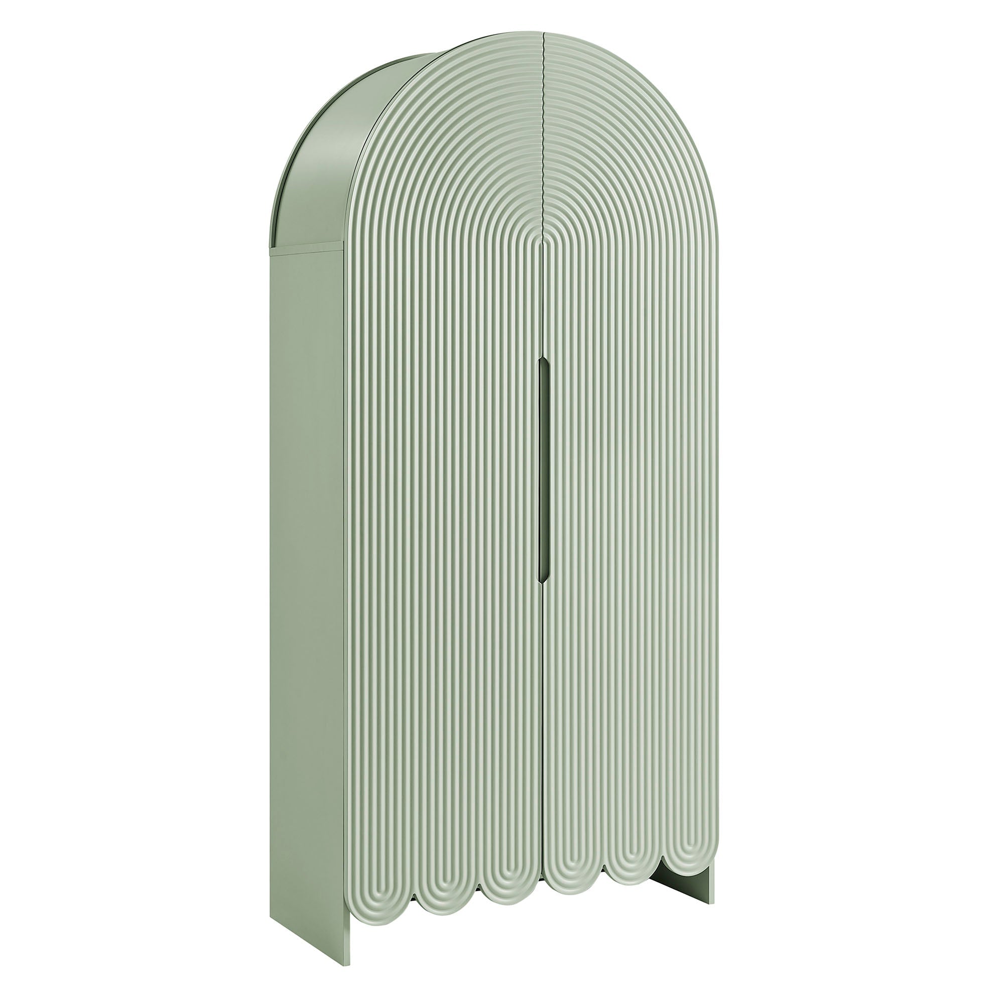 Dahlia 78 Inch Fluted and Scalloped Arched Storage Cabinet - EEI-7570-SGE