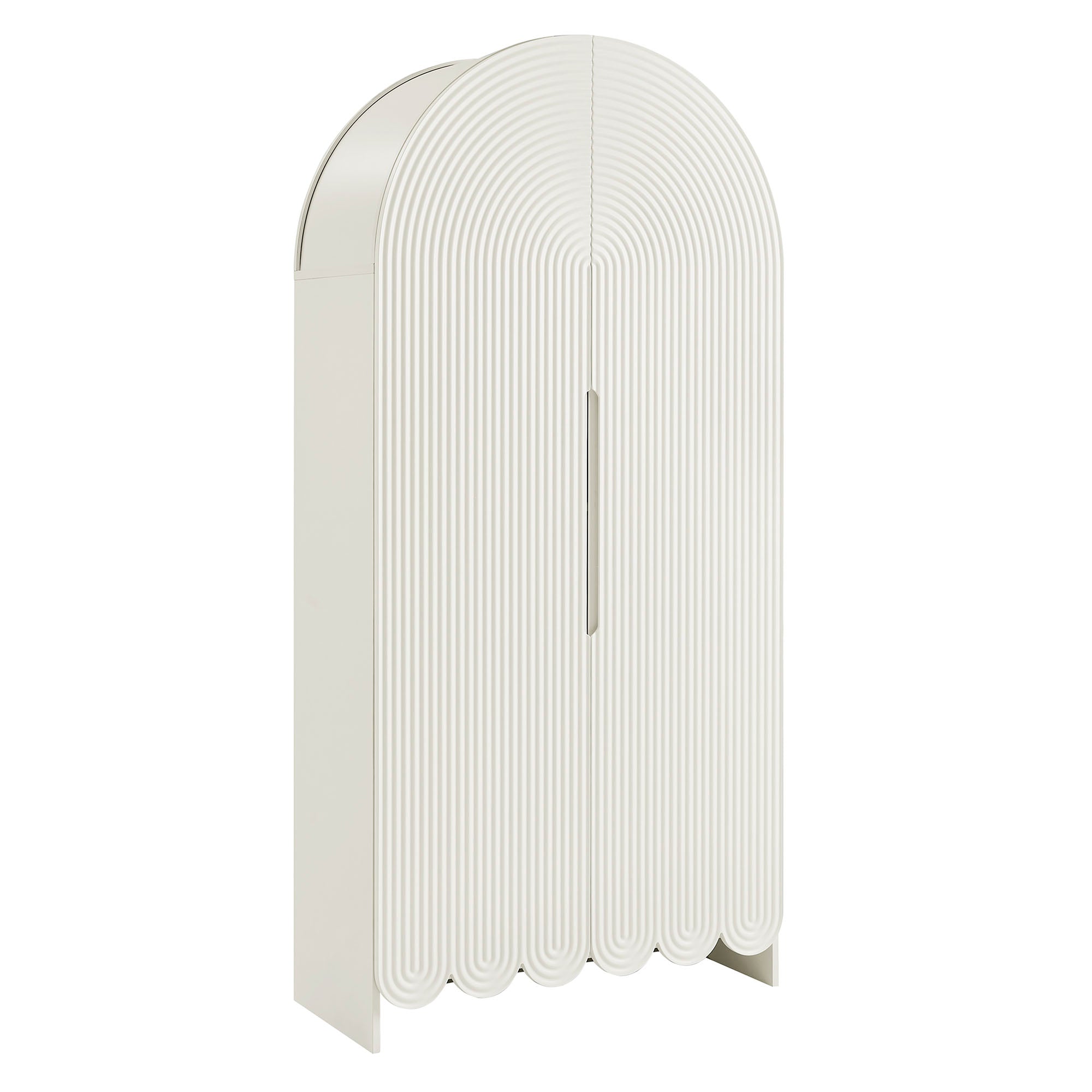 Dahlia 78 Inch Fluted and Scalloped Arched Storage Cabinet - EEI-7570-WHI