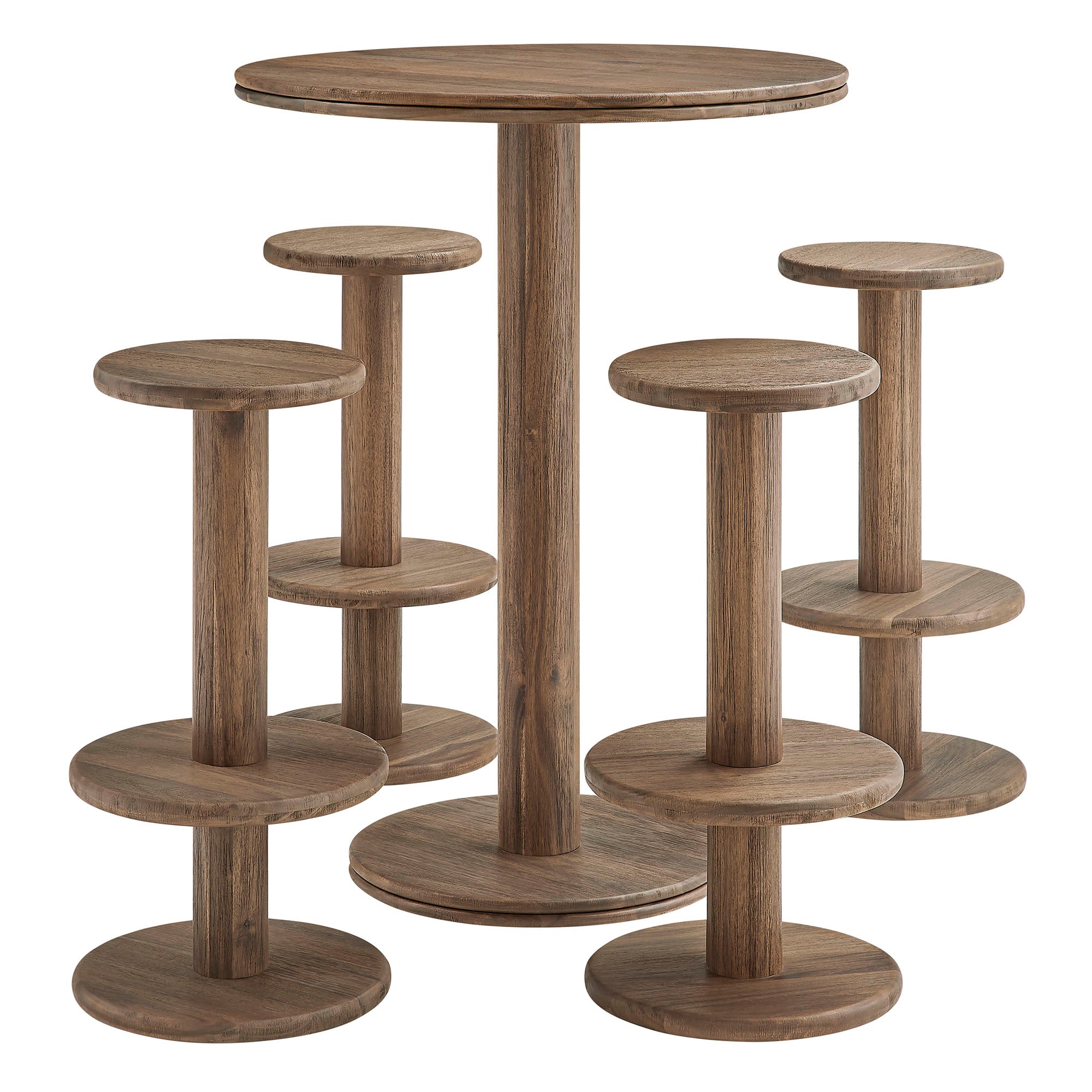 Neo 5-Piece Round Indoor - Outdoor Round Patio Bar Table And Stool Set - EEI-7588-COA