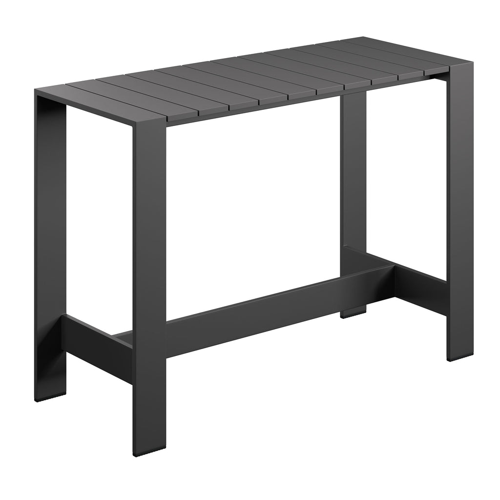 modern 59 Inch Rectangle Outdoor Aluminum Bar Table