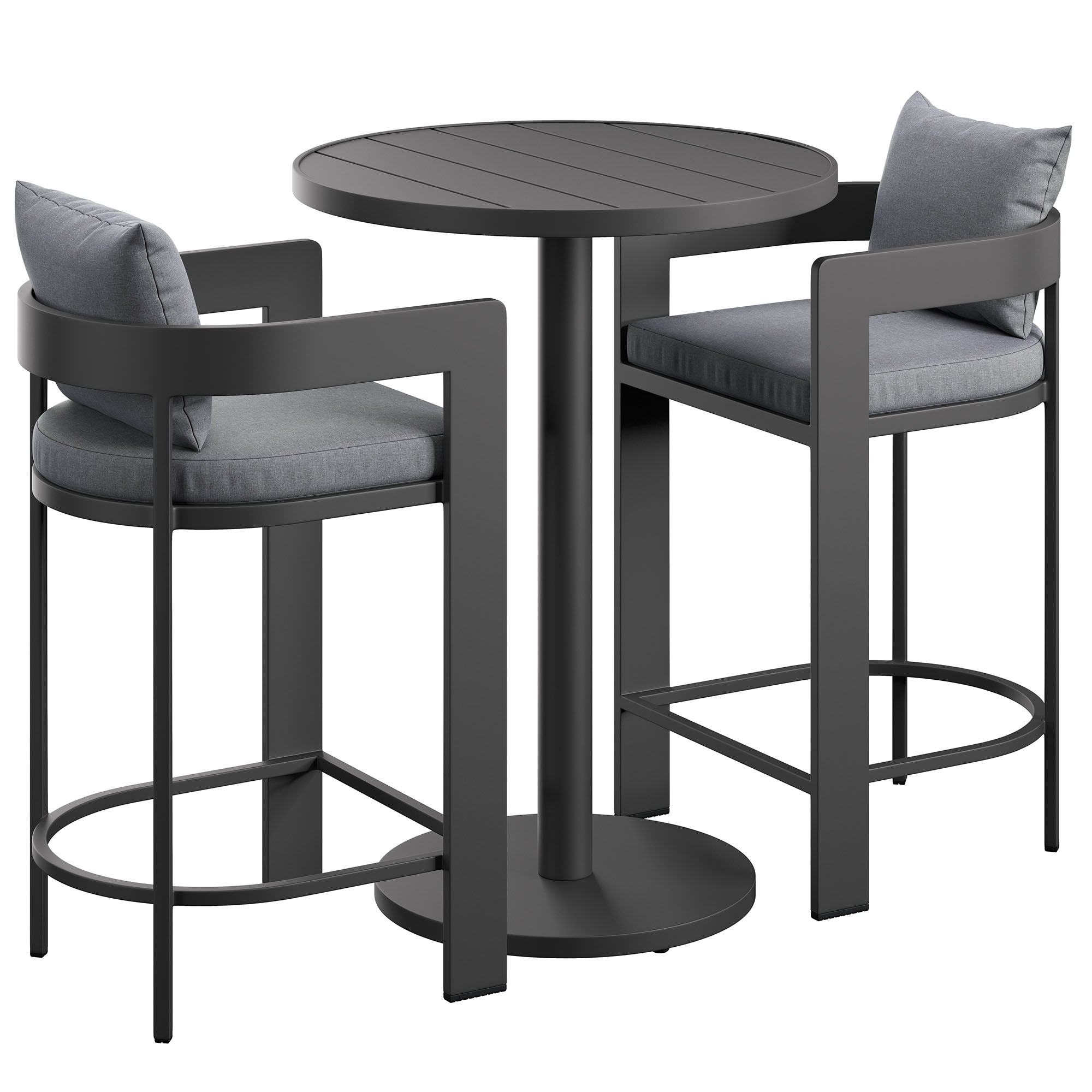 Tahoe 3-Piece Outdoor Aluminum Bar Set - EEI-7597-GRY