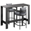 Tahoe 3-Piece Outdoor Aluminum Bar Table Set - EEI-7598-GRY