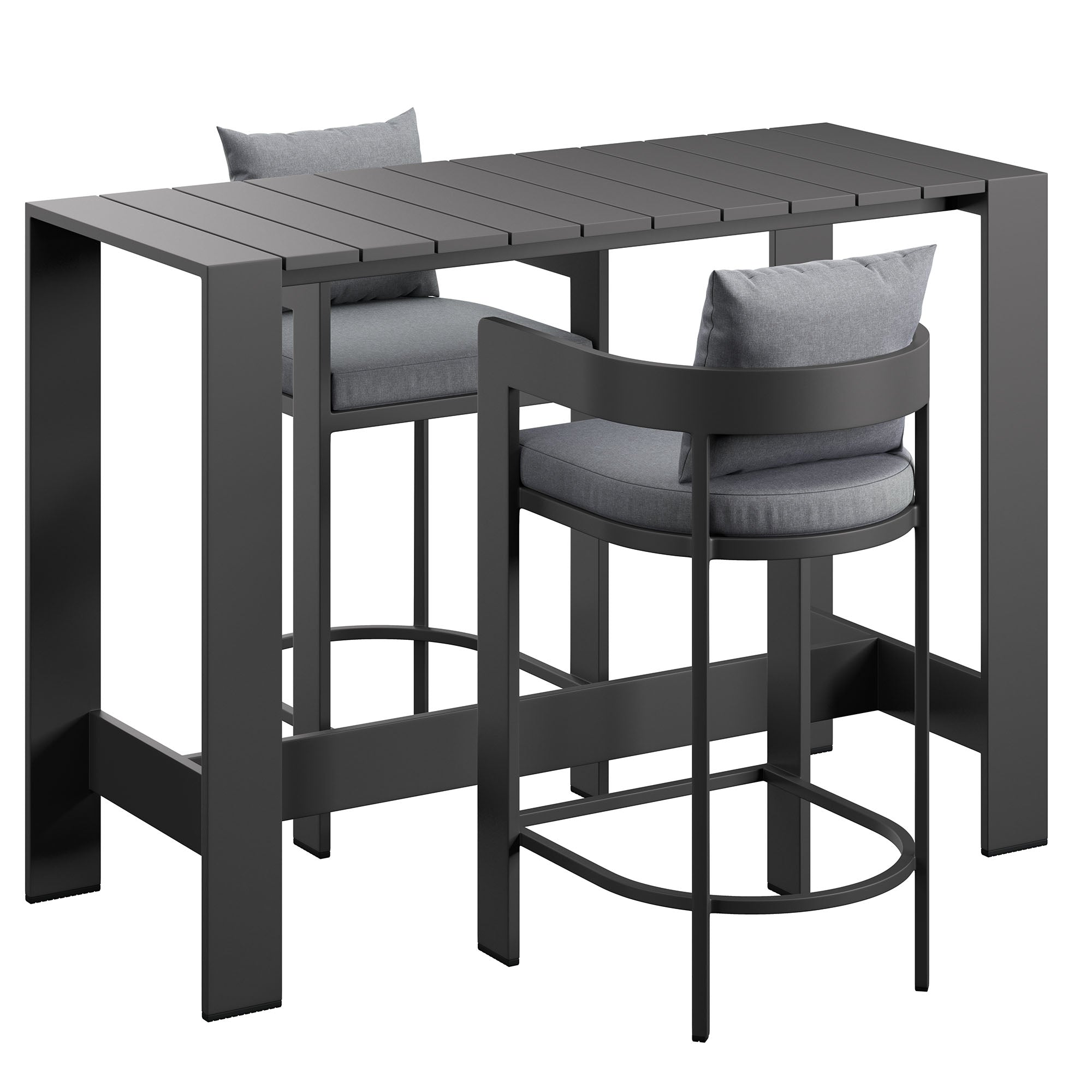 Tahoe 3-Piece Outdoor Aluminum Bar Table Set - EEI-7598-GRY