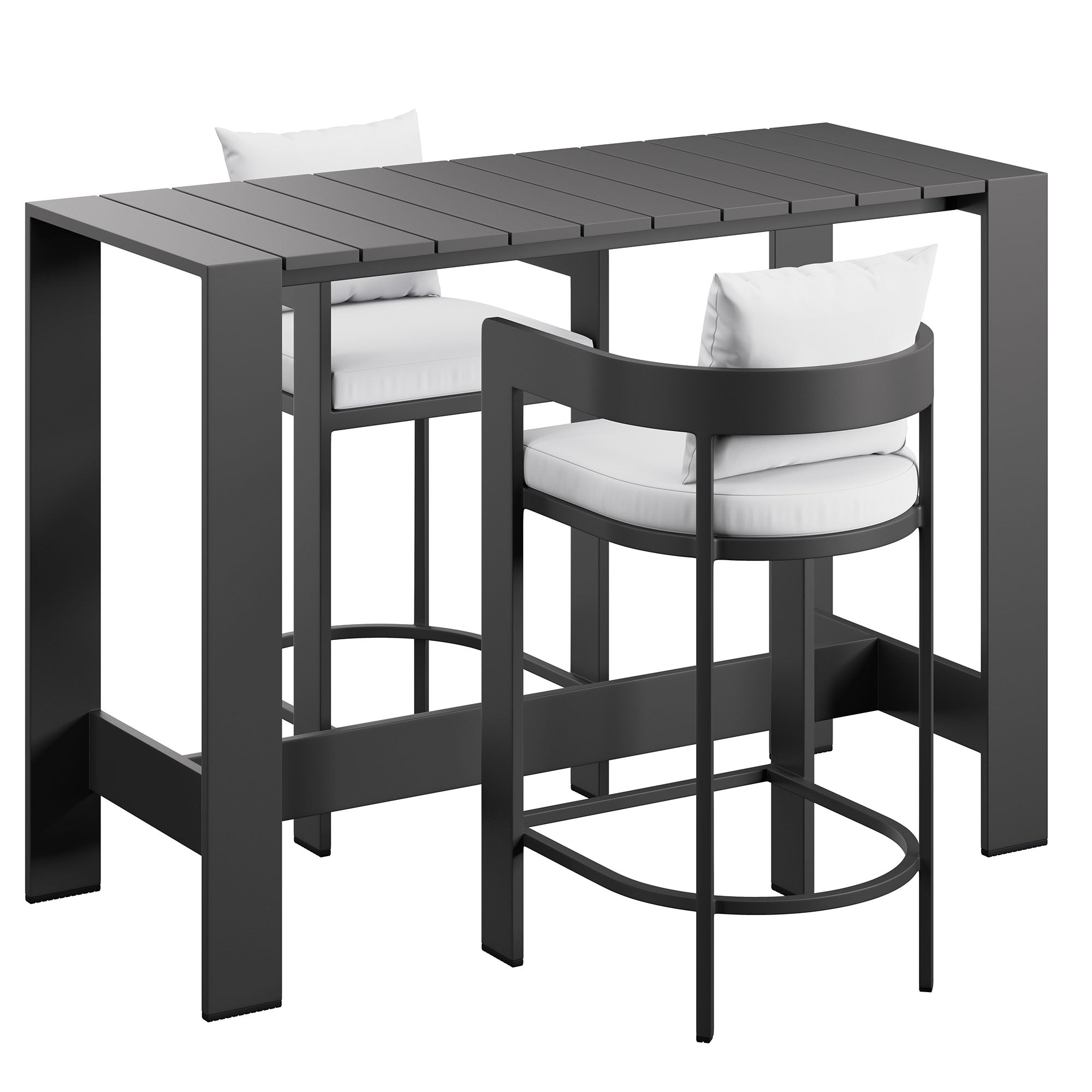 Tahoe 3-Piece Outdoor Aluminum Bar Table Set - EEI-7598-WHI