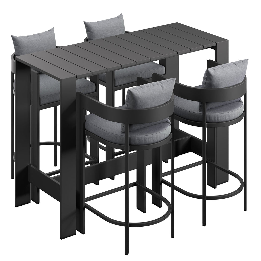 Tahoe 5-Piece Outdoor Bar Table Set - EEI-7599-GRY