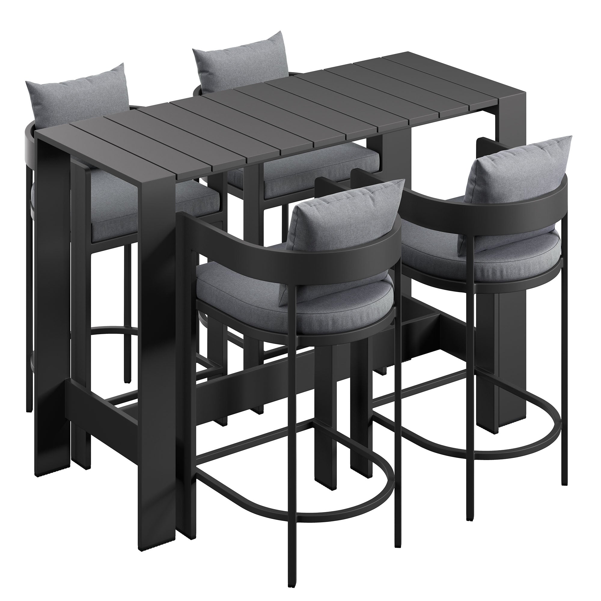 Tahoe 5-Piece Outdoor Bar Table Set - EEI-7599-GRY