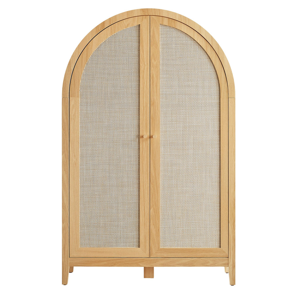 Calista 63 Inch Arched Storage Cabinet With Folding Desk