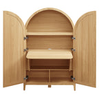 Calista 63 Inch Arched Storage Cabinet With Folding Desk