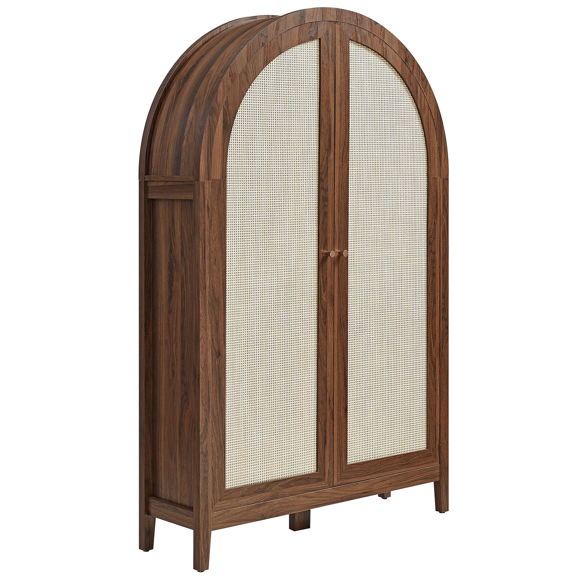 Calista 63 Inch Arched Storage Cabinet With Folding Desk - EEI-7604-WAL