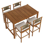 Eleni 5-Piece Outdoor Teak Wood Bar Set